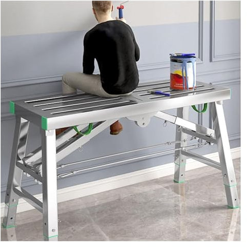 LVSEWOA Plataforma de Trabajo de Altura Ajustable Escalera de andamio Plegable portátil Capacidad de 400 kg - Torre de andamio Plegable Estructura de Acero al Carbono