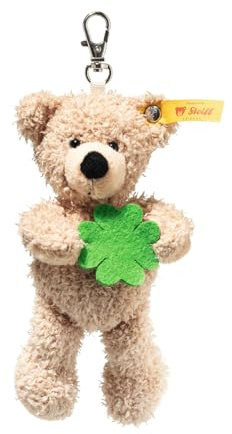 Steiff Hänge, nallebjörn, 12 cm, beige, bra tur, lyckobringare, gosig teddy av plysch, fyrklöverblad av filt, perfekt presentidé, maskintvättbar