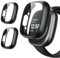 Coiwxmoi 2 Stück Schutzhülle für Fitbit Versa 4 / Fitbit Sense 2, Rundum-Stoß- und Kratzschutz Hard PC Hülle, mit HD Displayschutz, Robust und langlebig, Schwarz