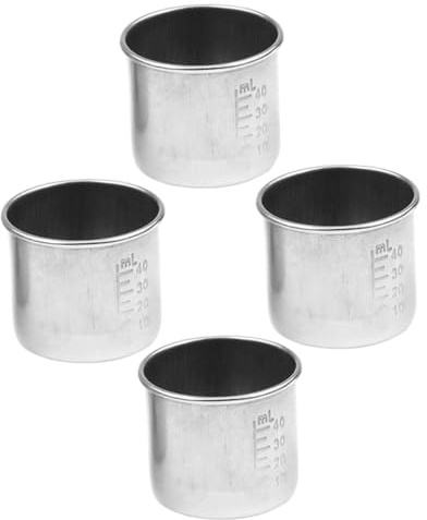 Cabilock Misurino Per Medicinali in Acciaio 304 Da 40ml Bicchiere Graduato, Pratico Accessorio Portatile Per Uso Domestico, Set Da 4 Pezzi Superficie Lucidata e Angoli Arrotondati, Per Casa e Ospedali