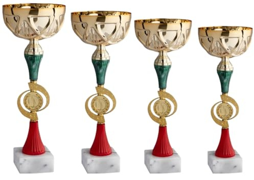 Hole Gadget | Set 4 Premiazioni Personalizzate Coppa Trofeo con Targhetta Inclusa Trofei e Coppe Varie Misure per Sporto, Calcio, Basket, Volley, Eventi Sportivi, Fantacalcio 12.029