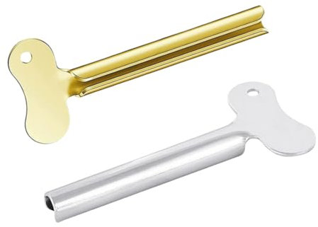 2Pcs Tube Toothpaste Squeezer Keys Metal Hair Dye Color Key Roller Dispenser Wringer Tool Durable Processing,Bathroom Safety, Aids and Accessories,Tube Squeezers (Silver and Gold)
