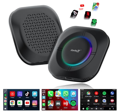 CarlinKit Android 13 CarPlay AI Box,kabelloser CarPlay-und Android Auto-Adapter für kabelgebundene CarPlay-Fahrzeuge,4GB RAM+64GB ROM,CarlinKit Tbox S2 unterstützt Play Store-Apps, Netflix, YouTube