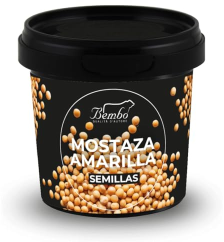 Semillas de Mostaza Amarilla Bembo 100 g – Añade un Toque de Picante a Tus Platos – Envase Anti-Desperdicio, Anti-Oxidación, Reutilizable y Reciclable.