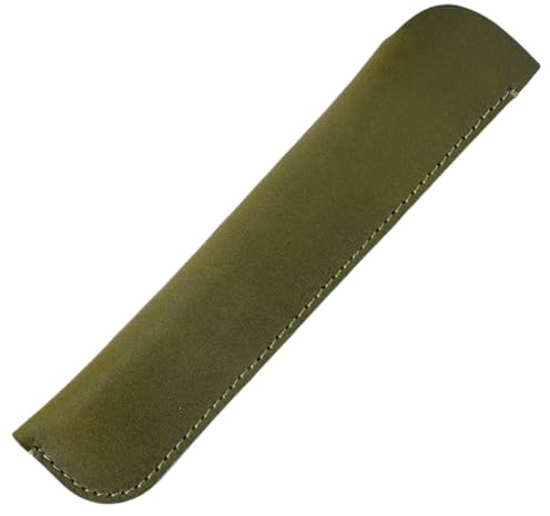 YISENJEE Stift Etui Mehrfarbiges Vintage Wachsimitat Rindsleder Pflanzlich Gegerbt Leder Handgenähtes Stifteetui Stifttasche Schutzhülle - Grün - Einzeln