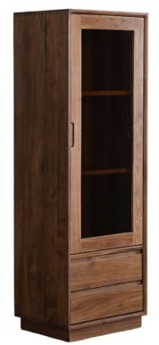 AFGFGHES Mueble para Licores 50×40×150cm Vitrina de Nogal Macizo, Mueble de Almacenaje Minimalista para Hogar, Apto para Bibliotecas y Salones​ Armario De Almacenamiento