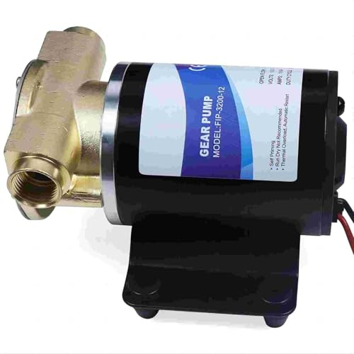 Pompa dell'acqua da 12 V, 120 W, con 23 l/min, nero, 38 dB, altezza di aspirazione 1 m, altezza di mandata, 3 m, connettori da 20 mm