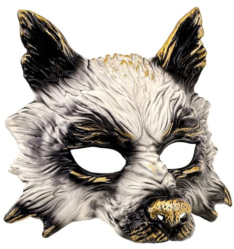 W WIDMANN MILANO Party Fashion - Wolfsmaske Erwachsene | Halbmaske als Accessoire für Tierkostüme, Karneval und Mottoparty