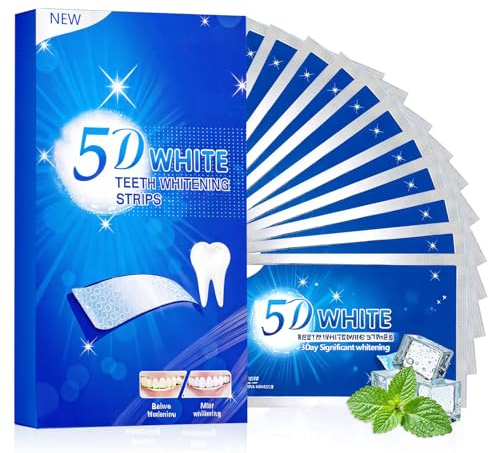 28 Strisce Strisce Sbiancanti Denti, 14 Coppie Teeth Whitening Strips, Sbiancamento Denti, Per Rimuovere Macchie E Alito Fresco, Per Idoneità Uso Quotidiano,Blu 5D