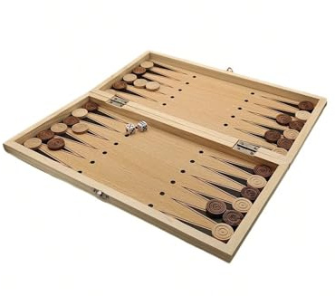 Schach - Backgammon - Dame 3 in 1 Spiel Holz Faltbares Schachspiel für Kinder Erwachsene Geeignet Familienaktivitäten (29cm x 29cm)