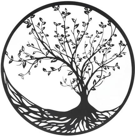Jeffergarden Décoration Murale Métal « Arbre de Vie » – 30 cm, Noir, pour Intérieur et Extérieur