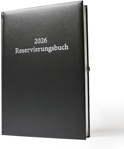 2026 ADINA Reservierungsbuch A4 1 Seite = 1 Tag mit Fadenheftung, Eckperforation, Zeichenband schwarz