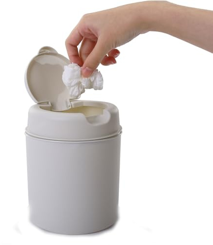 Generisch Desktop-Flip-Top-Mini-Mülleimer, flacher Klappendeckel ist nicht leicht zu riechen, 3 Farben sind verfügbar, geeignet für Büro-Desktop, Wohnzimmer, Familienbadezimmer (Weiß)