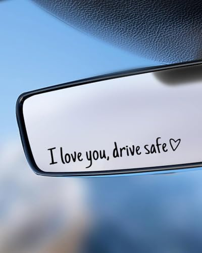 HUVZOR 7 Stück I Love You Drive Safe Spiegelaufkleber, Aufkleber für Rückspiegel und Fenster mit Herz Vinyl Aufkleber Selbstklebender Süße Aufkleber Autozubehör Geschenk für Fahrer Frauen Männer