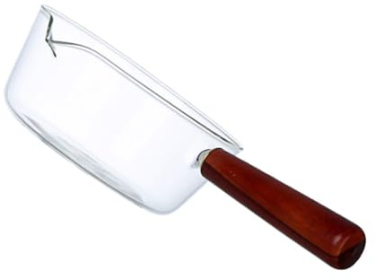 SAFIGLE Olla de Vidrio Borosilicato para Leche y Mantequilla Cacerola Portátil con Mango de Madera Antiescaldaduras Utensilio de Cocina Resistente y Fácil de Limpiar