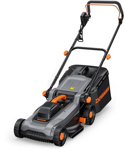 DOVAMAN LA36A Tondeuse Électrique 1500W, 36cm Coupe, 95% Ramassage, Hauteur 6 Positions, Bac 40L, 2-en-1 Mulching & Ramassage, Poignée Pliante, idéale pour Jardin & Entretien de Pelouse