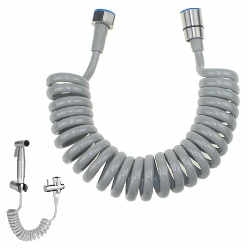 Duschschlauch Ausziehbar,Teleskopischer Duschschlauch,Verdrehschutz Brauseschlauch,Spiral Brauseschlauch Für Wasserhahn, Bidet,Sprühgerät,Handbrause,Grau,3m