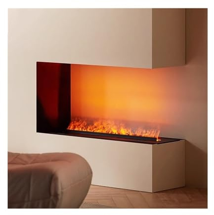 Cheminée à Vapeur d'eau 3D avec écran Tactile LCD, cheminée électrique décorative encastrée et télécommande Cheminée sans Conduit(XL)