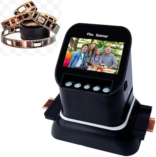 MINHUIJIHUI Scanner per Pellicole, Alta Risoluzione 120, Schermo LCD 1080p, Convertitore Digitale per Pellicole, Supporta 35 Mm, 135, 126, 127 E Diapositive, Nero