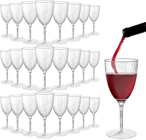 DAJAVE 24 flute da champagne in plastica da 240 ml, riutilizzabili, trasparenti, calici da vino per matrimoni, barbecue, anniversari, compleanni, feste in giardino