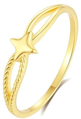 Matching Rings, Engagement Ring Gold Infinity Star 18K Gelbgold Größe 57 (18.1) Geschenke Damen