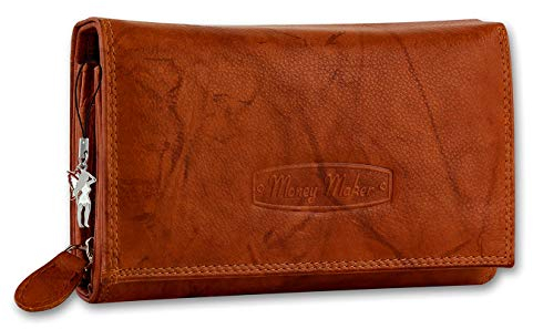 Money Maker Damen Kellnerbörse Geldbörse braun Leder 15.5x3x9.5cm OPJ704O Leder Kellnerbörse