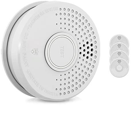 SHD OneConcept 5x Rilevatori di Fumo per Casa, Sensore Fumo a Batteria per Uffici, Allarme Antincendio a Sensore Ottico con Funzione Test e Mute, Allarme Fumo, Mini Rilevatore di Fumi Risposta Rapida
