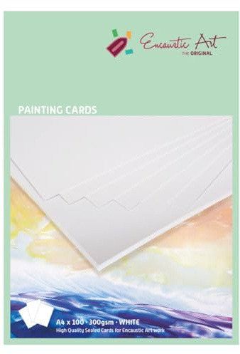Encaustic Art The Original Malkarten A4 | 100 Blatt | Glattes Enkaustikpapier | DIN A4 Format für Enkaustik-Stift, Maleisen & Pastellkreide | Weiße Bastelpapier für Anfänger und Profis | 300gsm