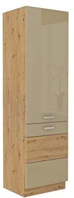 Küchen Hochschrank 60 Eiche Artisan Cappuccino Hochglanz Küchenzeile Küchenblock