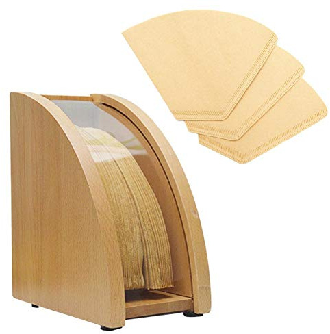 Kaffeefilter Halterung Holz Kaffeefilterhalter, Klein Kaffeefilter Box Aufbewahrung, Fächerförmige Kaffee Filtertütenhalter für Filtertüten, Kapazität: ca. 100 Stück