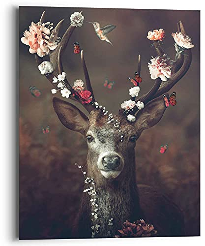 REINDERS Wandbild, Hirsch, Kinderzimmer, Bilder, Wanddeko, Room Decor, MDF, Braun, 50x40cm