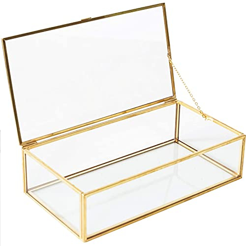 Boîte à Bijoux en Verre Géométrique Doré - D'affichage et Rangement pour Bijoux, Bagues, Bracelets