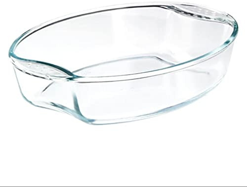 Royal Cuisine Glassware, Oval glass with handle Oven Dish, Casserole bakeware, Heavy Duty Oven Dish, Glass Lasagne Tray (2L)