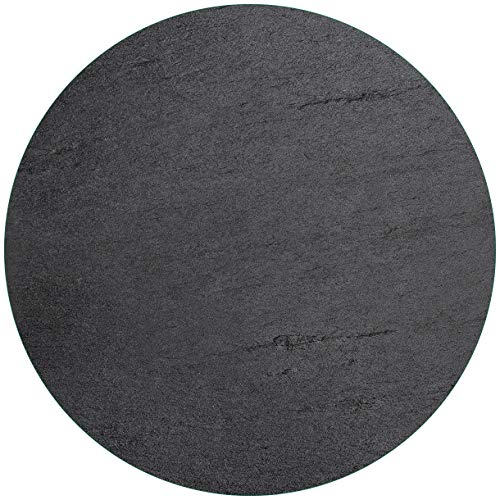 Wallario Glasbild rund Schwarze Schiefertafel Optik - Steintafel - Rund, 50 cm Durchmesser Wandbild Glas in Premium-Qualität: Brillante Farben, freischwebende Optik