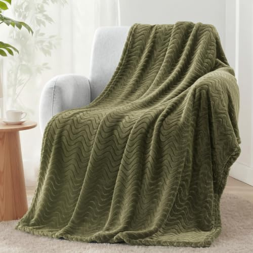 Exclusivo Mezcla stor fleecefilt för soffa, soffa, marinblå | 130 x 170 cm mjuk andningsbar lätt soffa överkast för sovrum, plysch mysig jacquard våg filt för säng, snygg heminredning