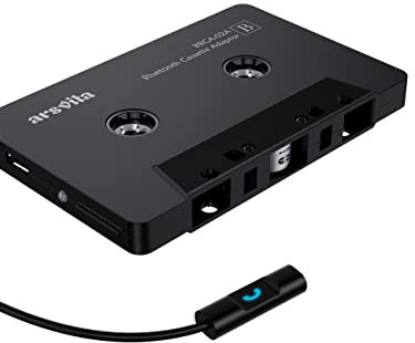 arsvita Car Audio Bluetooth Cassette to Aux Receiver, Tape Desk Bluetooth 5.0 auxillary Adapter, Black