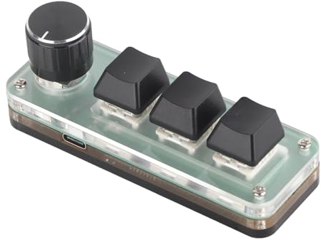 ASHATA 3 Key Macro Pad, RGB Backlight OSU Keypad Mini Programable Keypad, Multifuncional Shortcut Game Keypad USB Mechanical Keyboard con Perilla para DIY Programación Gaming