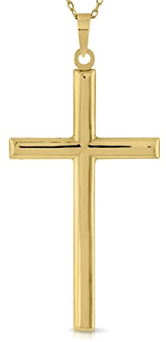 ROSA DI MANUEL Cruz Oro Certificado Comunión Clásica, sin Cadena, Niño, Niña, Mujer, Hombre, Medida 17x30 mm, Oro 9 Kilates (4-5194-30)