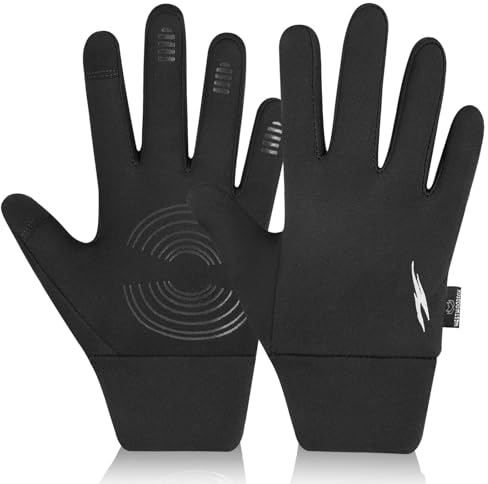 WESTWOOD FOX Kinder Winterhandschuhe Anti-Rutsch-Thermohandschuhe Touchscreen-Fleece Atmungsaktive Kinderhandschuhe Winddicht Jungen Mädchen Radfahren Handschuhe (SCHWARZ, L)