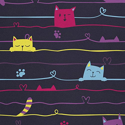 HEKO PANELS Stoff Oxford wasserdicht, Katzen Bunt, 1 Meter 155 x 100 cm | Dekostoffe zum Nähen und Handwerken, blickdichte Möbelstoffe, Nähstoffe DIY, als Meterware erhältlich