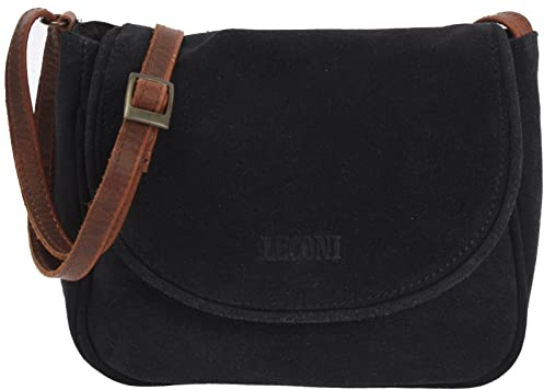 LECONI kleine Umhängetasche für Damen Schultertasche Veloursleder Echtleder Natur Damentasche Ledertasche Freizeittasche für Frauen Wildleder Handtasche 22x18x6cm LE3047-VL