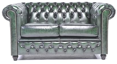 Chesterfield Sofa Brighton - The Brand | 2 Sitzer | 100% Leder, handgefertigt, Original Breite 150 cm (Antik Grün)