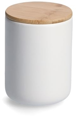 Vorratsdose m. Bambusdeckel, 650 ml, Keramik, weiß
