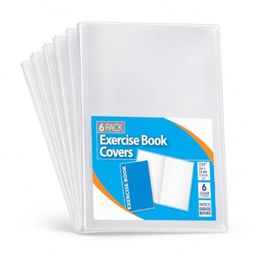 1ABOVE 6-Pack A4 Clear Exercise Book Covers – Durable Plastic Sleeves for School Notebooks, Transparent Protective Jackets (12x8) – Waterproof & Heavy Duty, Perfect for Protecting Student Notebooks