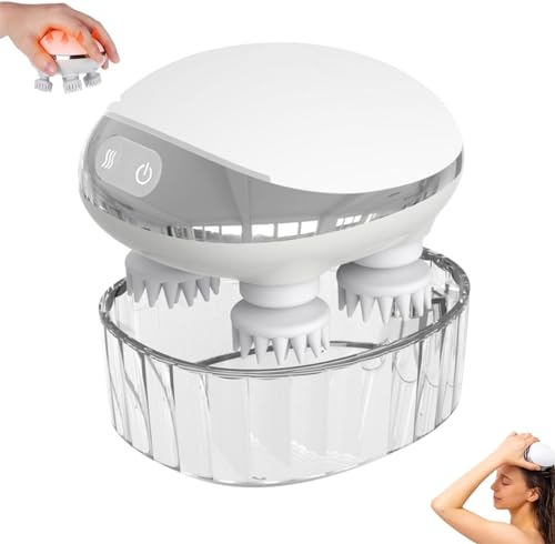Ashopfun - Massaggiatore intelligente per cuoio capelluto con luce rossa, massaggiatore elettrico per la crescita dei capelli, massaggiatore elettrico portatile impermeabile per la testa del cuoio