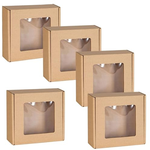 Quadratische Stil Box mit Fenster, Geschenkbox 13x13x4cm x5