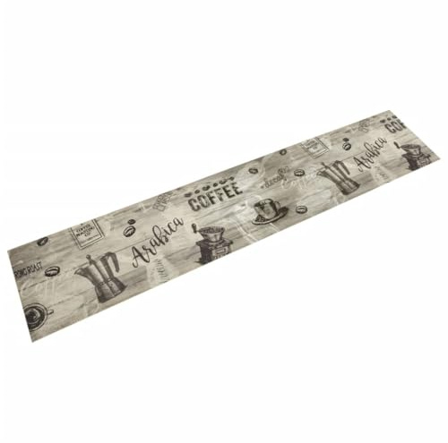 vidaXL Küchenteppich Waschbar Kaffee Grau 60x300 cm Samt