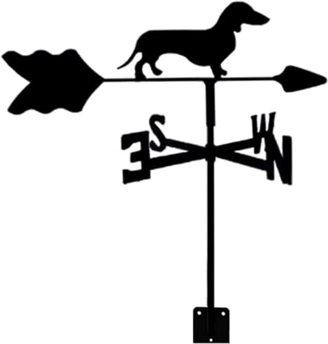 Girouette exquise pour chien en acier inoxydable Teckel avec indicateur de direction du vent rétro - Outil de mesure pour la ferme