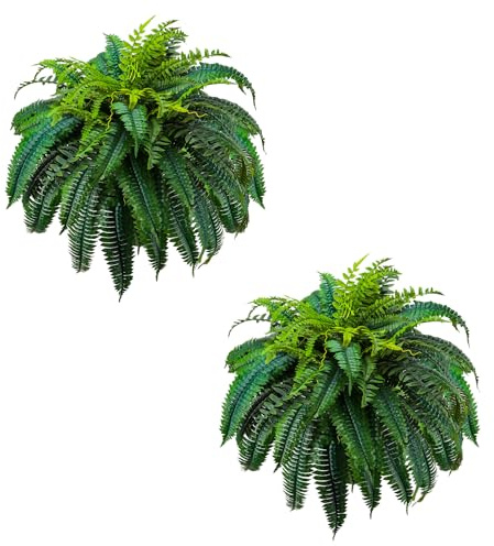 GYERB 88 Leaves Fake Ferns, Large Artificial Boston Fern, Faux Fern Plants for Home, Office, Garden Indoor Outdoor Decoration(48 inch,1pack)