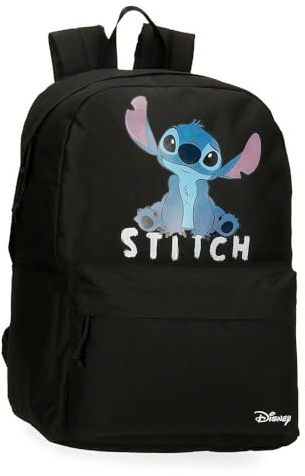 Joumma Disney Stitch Cute Mochila Escolar 15,6 Negro 31,5x45x15 cms Poliéster 21,26L